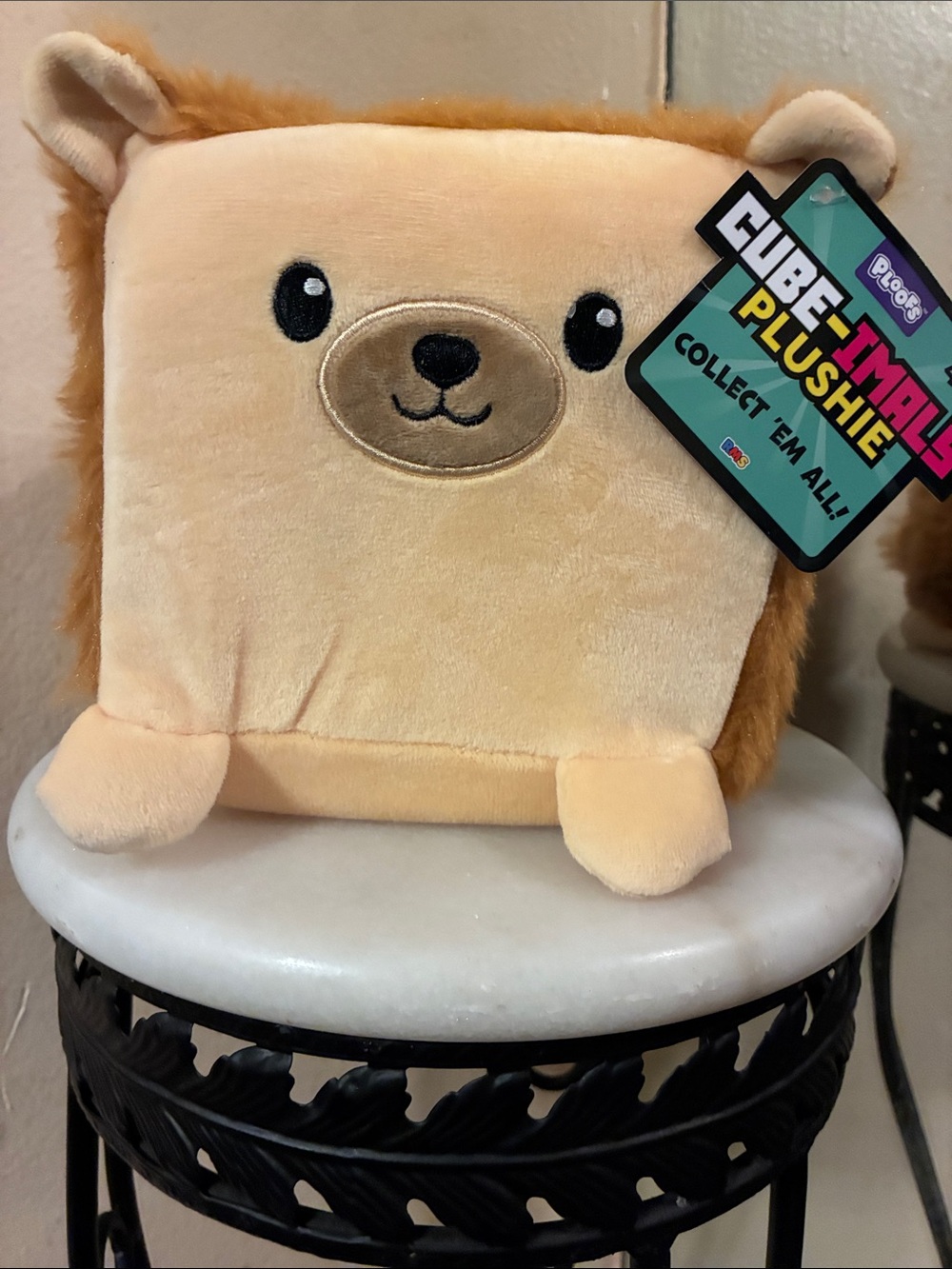 GANZ Peach and Tan Cubeimal Plush Lion